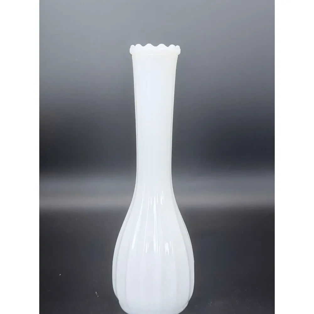 Vintage White Milk Glass Bud Vase 9.25
